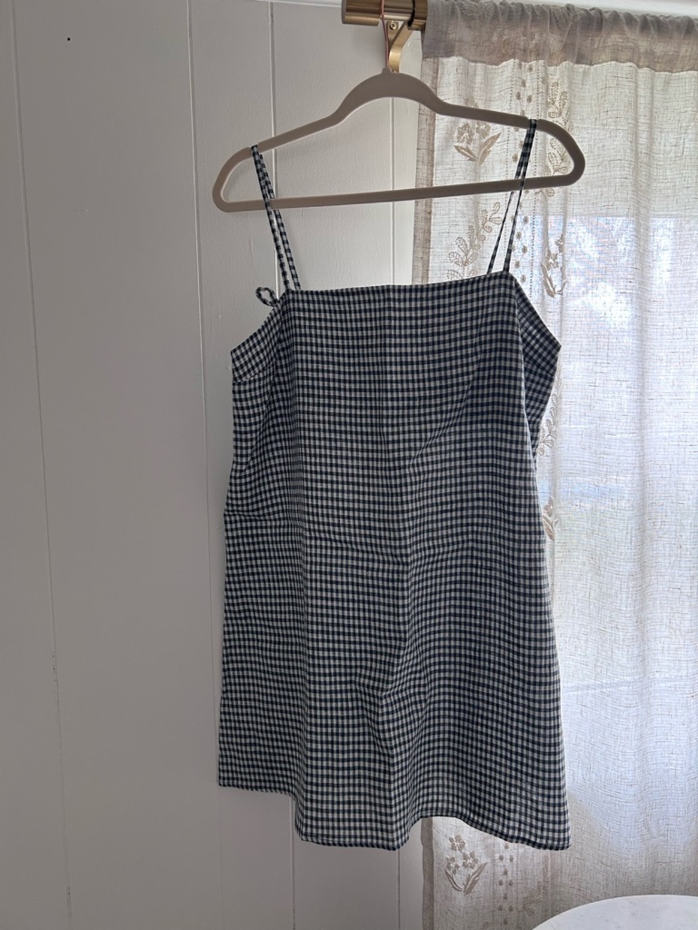 Reformation Navy & White Gingham Mini Slip Dress - Picture 4 of 4